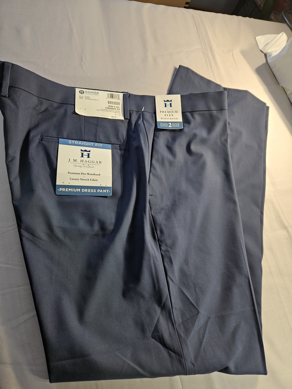 J.M. Haggar Men's Straight Fit Dress Pants – Navy Sz 42W/32L NWT See Pictures